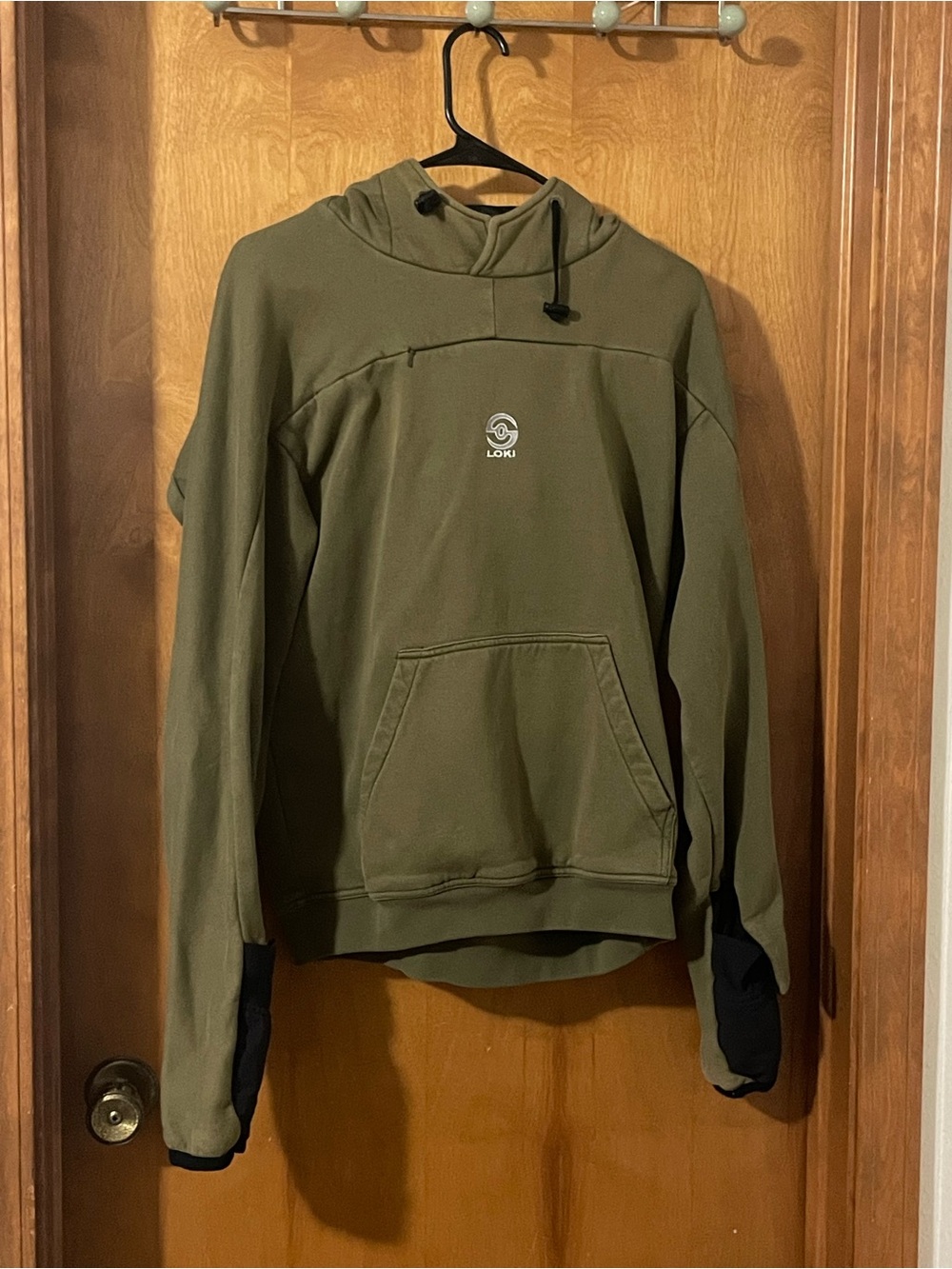 Olive Green Hooded Pullover Sweatshirt